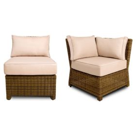 Outdoor Patio Furniture Set Upholstered Corner Sofa Armless Sofa Small Patio Couch All Weather PE Wicker Sofas Balcony Couch Sectional Sofa Bistro Set