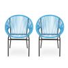 Chrissy Outdoor Blue Modern Faux Rattan Club Chairs (Set of 2)