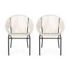 Chrissy Outdoor White Modern Faux Rattan Club Chairs (Set of 2)