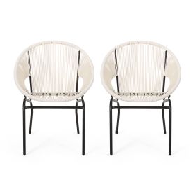 Chrissy Outdoor White Modern Faux Rattan Club Chairs (Set of 2)