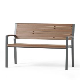 Outdoor aluminum alloy bench Grey+SILK-SCREEN BROWN