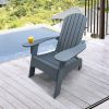 Outdoor or indoor Wood Adirondack chair with an hole to hold umbrella on the arm ; Gray