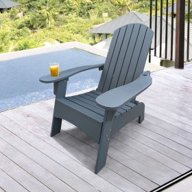 Outdoor or indoor Wood Adirondack chair with an hole to hold umbrella on the arm ; Gray