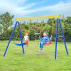 Outdoor Toddler Swing Set for Backyard; Playground Swing Sets with Climbing Ladder; Swing and Climbing Playset for Kids