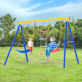 Outdoor Toddler Swing Set for Backyard; Playground Swing Sets with Climbing Ladder; Swing and Climbing Playset for Kids