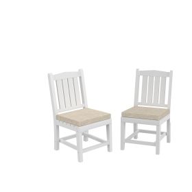 HDPE Dining Chair; White; With Cushion; No Armrest; Set of 2