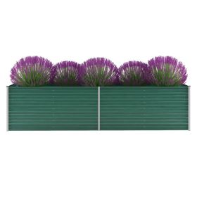 vidaXL Garden Raised Bed Galvanized Steel 126"x31.5"x31.3" Green