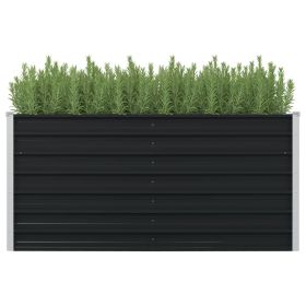 vidaXL Raised Garden Bed Anthracite 63"x31.5"x30.3" Galvanized Steel