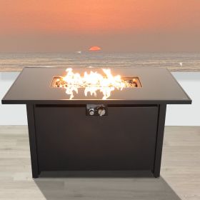 Living Source International 25'' H x 42'' W Steel Outdoor Fire Pit Table with Lid