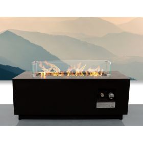 Living Source International 16" H x 42" W Steel Outdoor Fire Pit Table with Lid