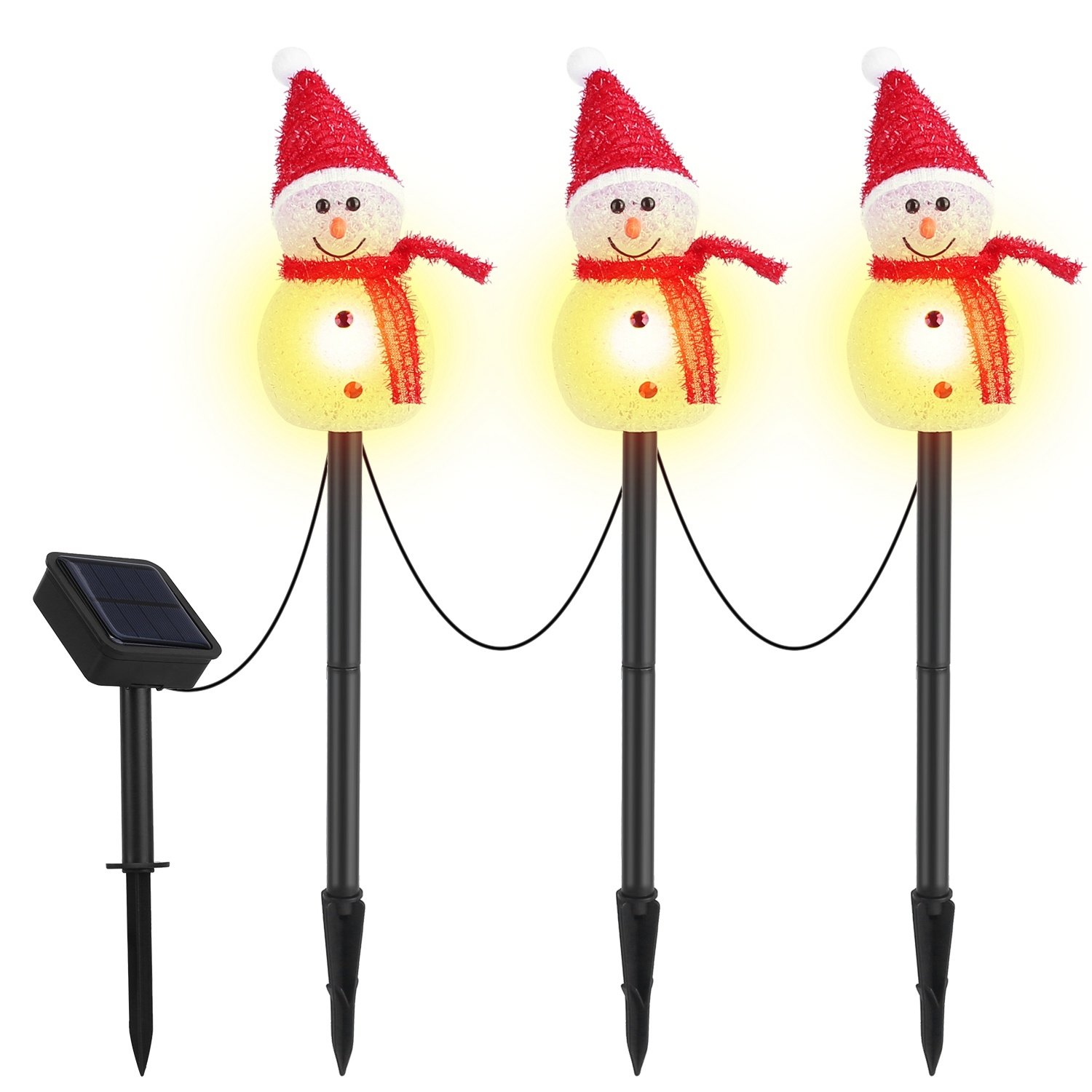 1Pc Solar Powered Lamp 3 Snowmen Outdoor Decorative Christmas Lamp Garden Stake Light IP55 Waterproof Santa Landscape Light Warm White LED Lighting Pa 1Pc Solar Powered Lamp 3 Snowmen Outdoor Decorative Christmas Lamp Garden Stake Light IP55 Waterproof Santa Landscape Light Warm White LED Lighting Pa