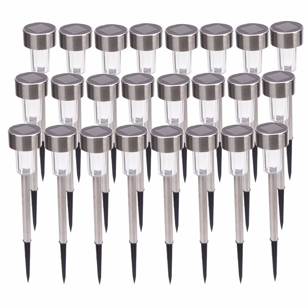 24pcs 5W High Brightness Solar Power LED Lawn Lamps with Lampshades White & Silver 24pcs 5W High Brightness Solar Power LED Lawn Lamps with Lampshades White & Silver