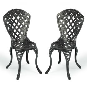 Outdoor Cast Aluminum Armless Dining Chair / Outdoor Patio Dinning Chair (Set of 2); Shiny Copper