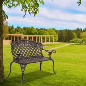 42.5 inch Outdoor Cast Aluminum Leisure Rose Couple Bench--YS