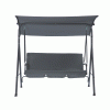 3-Person Patio Glider Swing Chair With Stand; Porch Lawn Swing With Removable Cushion And Convertible Canopy; Gray