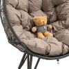COOLMORE Outdoor Patio Wicker Egg Chair Indoor Basket Wicker Chair with Khaki Cusion for Backyard Poolside