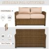 Outdoor Loveseat Small Patio Couch All Weather PE Rattan Sofa 2-seat Armchair Balcony Couch Sectional Furniture Sofa Patio Love Seats for Outdoors Bac