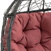 COOLMORE Outdoor Patio Wicker Egg Chair Indoor Basket Wicker Chair with Red Cusion for Backyard Poolside