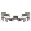 Outdoor 5pcs Combination Sofa Set with  2 Chairs 2 Footstools 1 Coffee Table XH