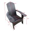 Outdoor or indoor Wood Adirondack chair with an hole to hold umbrella on the arm ; Black