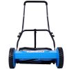 16-Inch 5-Blade Push Reel Lawn Mower with Grass Catcher, BLUE COLOR