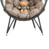 COOLMORE Outdoor Patio Wicker Egg Chair Indoor Basket Wicker Chair with Khaki Cusion for Backyard Poolside