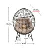 COOLMORE Outdoor Patio Wicker Egg Chair Indoor Basket Wicker Chair with Khaki Cusion for Backyard Poolside