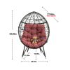 COOLMORE Outdoor Patio Wicker Egg Chair Indoor Basket Wicker Chair with Red Cusion for Backyard Poolside