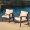 Outdoor Willow Bar Club Chairs with Cushions (Set of 2)
