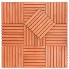 Outdoor Patio 8-Slat Eucalyptus Interlocking Deck Tile (Set of 10 Tiles)