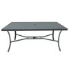 70inch Outdoor Patio Dining Table with Umbrella Hole; 6 Person Metal Square Table for Garden; Backyard and Porch