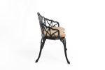 Outdoor Patio Bench; Garden Bench with Cushion All-Weather Cast Aluminum Extra Loveseat for Lawn Front Porch Path Yard Decor Deck Furniture Black