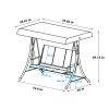 3 Persons Luxury Outdoor Porch Swing Chair With Side Bags, Adjustable Canopy