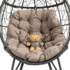 COOLMORE Outdoor Patio Wicker Egg Chair Indoor Basket Wicker Chair with Khaki Cusion for Backyard Poolside