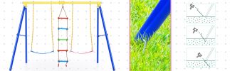 Outdoor Toddler Swing Set for Backyard; Playground Swing Sets with Climbing Ladder; Swing and Climbing Playset for Kids