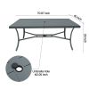 70inch Outdoor Patio Dining Table with Umbrella Hole; 6 Person Metal Square Table for Garden; Backyard and Porch