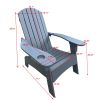 Outdoor or indoor Wood Adirondack chair with an hole to hold umbrella on the arm ; Gray