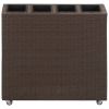 vidaXL Garden Raised Bed with 4 Pots 31.5"x8.7"x31.1" Poly Rattan Brown