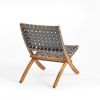 Riley Outdoor Acacia Wood Foldable Chairs (Set of 2); Brown Patina and Gray Straps