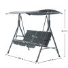 3-Person Patio Glider Swing Chair With Stand; Porch Lawn Swing With Removable Cushion And Convertible Canopy; Gray