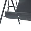 3-Person Patio Glider Swing Chair With Stand; Porch Lawn Swing With Removable Cushion And Convertible Canopy; Gray