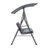 3-Person Patio Glider Swing Chair With Stand; Porch Lawn Swing With Removable Cushion And Convertible Canopy; Gray