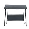 3-Person Patio Glider Swing Chair With Stand; Porch Lawn Swing With Removable Cushion And Convertible Canopy; Gray