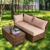 Outdoor Patio Furniture Set Upholstered Corner Sofa Armless Sofa Small Patio Couch All Weather PE Wicker Sofas Balcony Couch Sectional Sofa Bistro Set