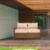 Outdoor Loveseat Small Patio Couch All Weather PE Rattan Sofa 2-seat Armchair Balcony Couch Sectional Furniture Sofa Patio Love Seats for Outdoors Bac