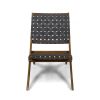 Riley Outdoor Acacia Wood Foldable Chairs (Set of 2); Brown Patina and Gray Straps