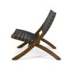 Riley Outdoor Acacia Wood Foldable Chairs (Set of 2); Brown Patina and Gray Straps