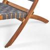 Riley Outdoor Acacia Wood Foldable Chairs (Set of 2); Brown Patina and Gray Straps