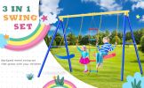Outdoor Toddler Swing Set for Backyard; Playground Swing Sets with Climbing Ladder; Swing and Climbing Playset for Kids