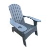 Outdoor or indoor Wood Adirondack chair with an hole to hold umbrella on the arm ; Gray